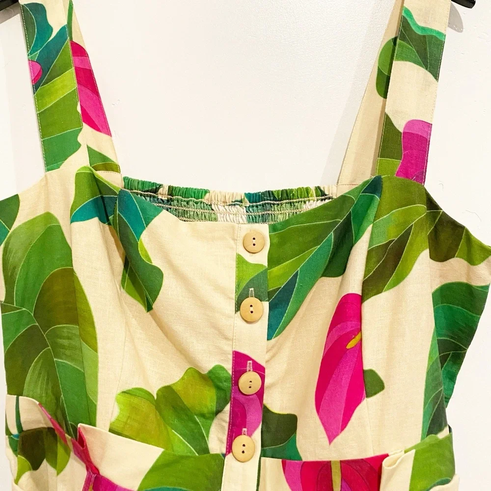 FARM Rio Beige Romper with Green Leaf & Pink Floral Print - Picture 8 of 16